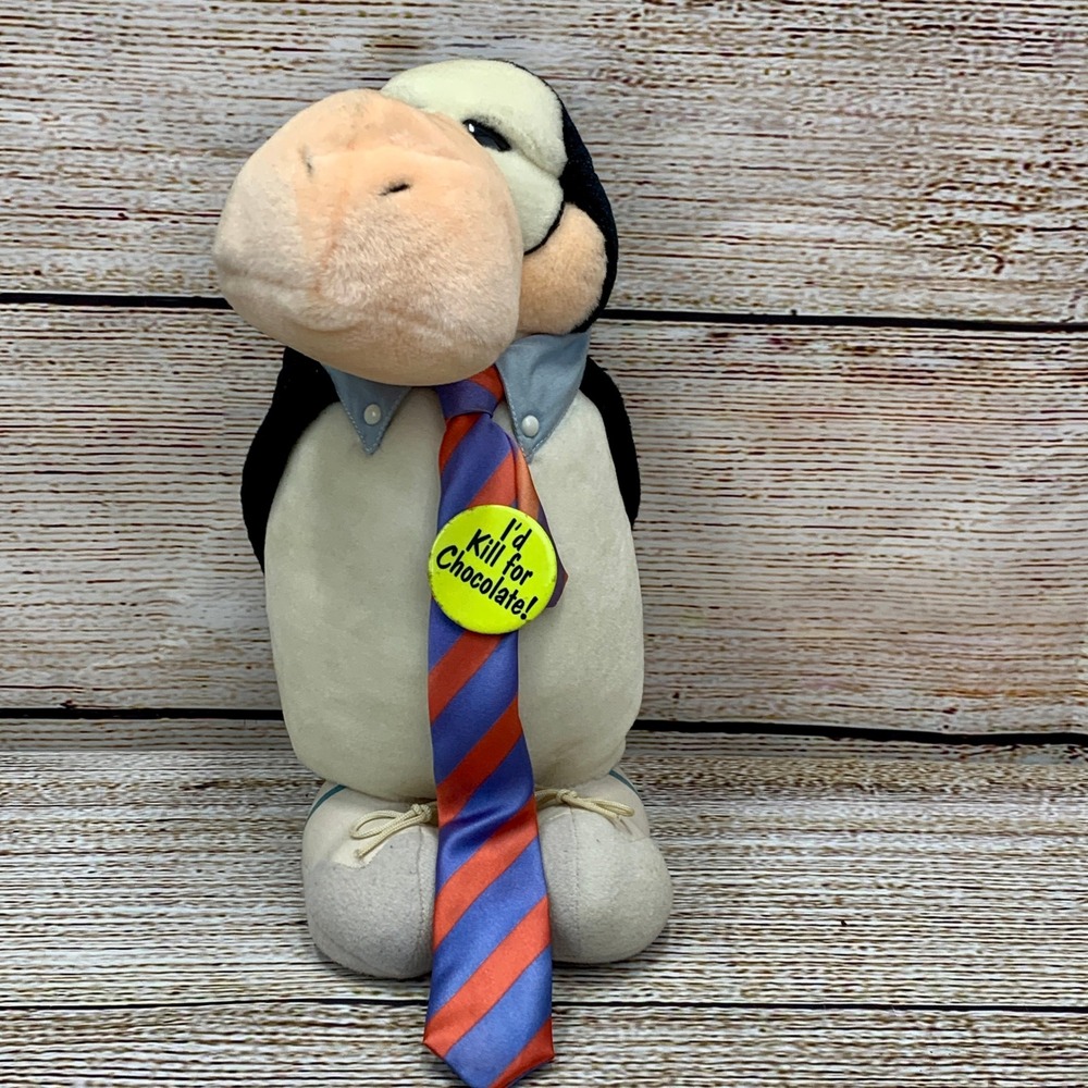 Vintage Dakin "Opus" Penguin Plush "I'd Kill for Chocolate" 1985 Washington Post